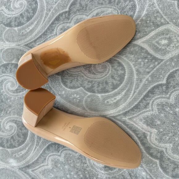 Womens Stuart Weitzman Holly Block Heel Patent Leather Pumps - Picture 5 of 5